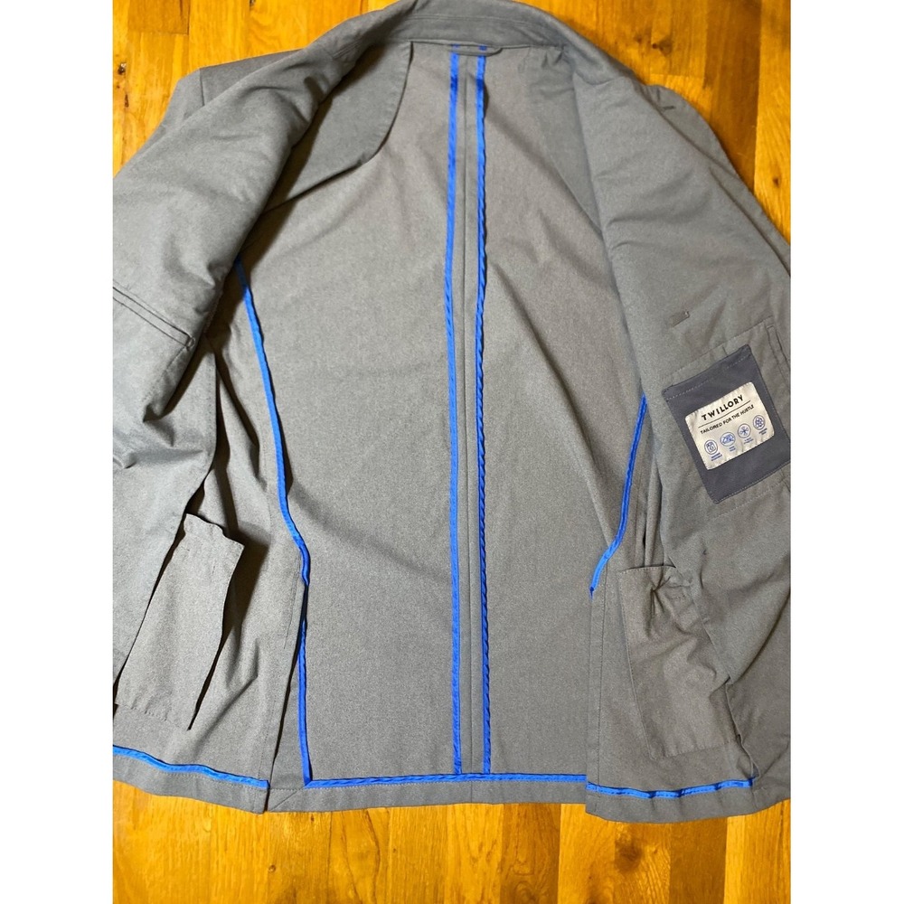 Twillory Performance Blazer Jacket Mens 44R Gray Stretch Cool Tech Sport Coat - Picture 8 of 11